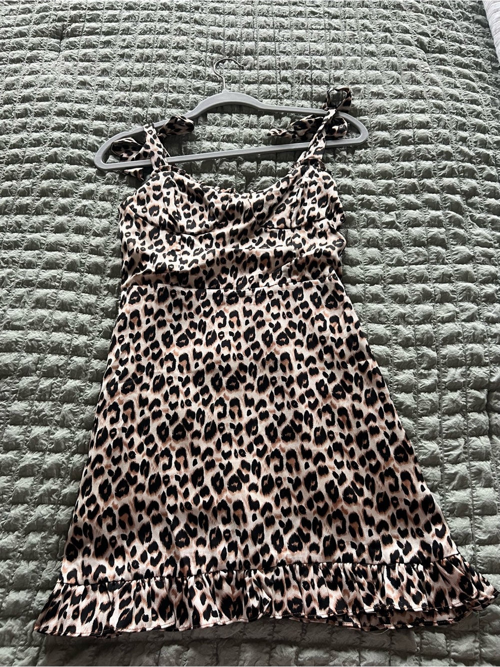 Audrey 3+1 Leopard Print Mini Dress in Beige and Black